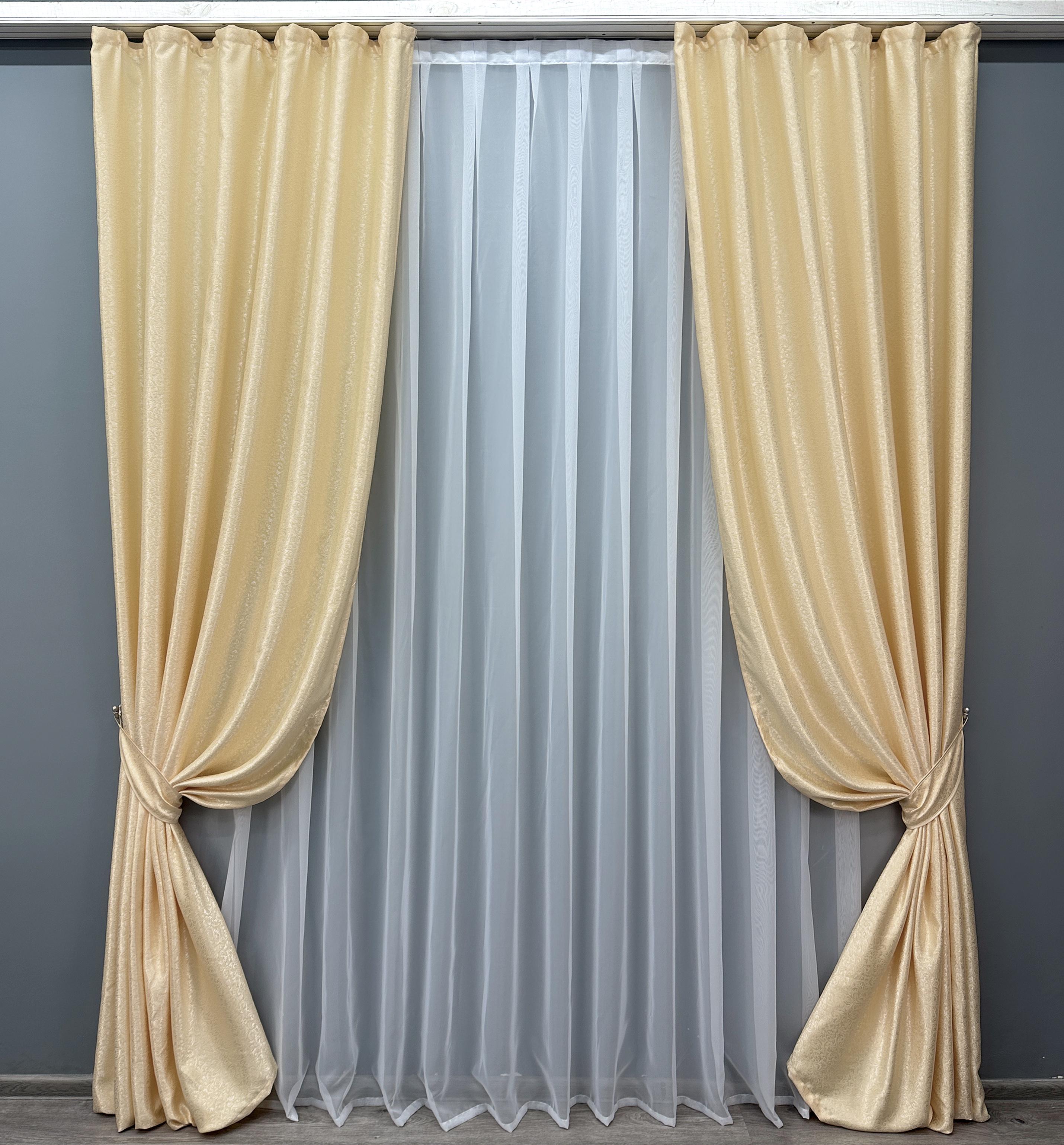 Комплект штор VR-Textil № 1727ш жаккард 150х285 см 2 шт. Кремовый (33-0649)