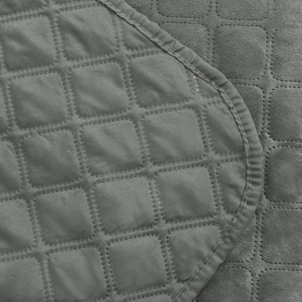 Покрывало велюровое мягкое Ромб/круглый евро 220х240 см Серый - фото 3 Покрывало велюровое мягкое Ромб/круглый евро 220х240 см Серый - фото 3