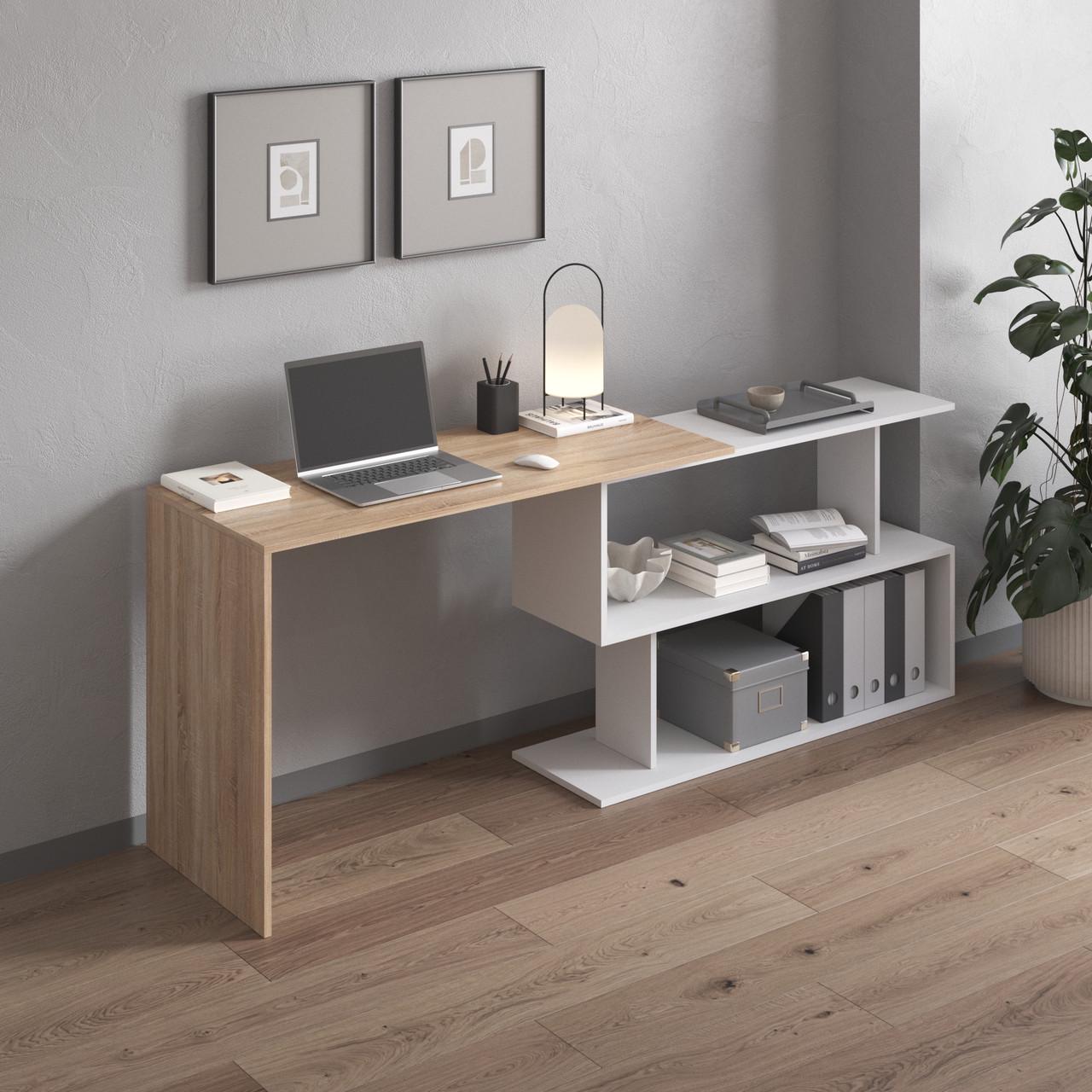 Стіл комп’ютерний відкидний Вайс M-41 1964х500х766 мм Дуб Сонома/Білий (31235231)