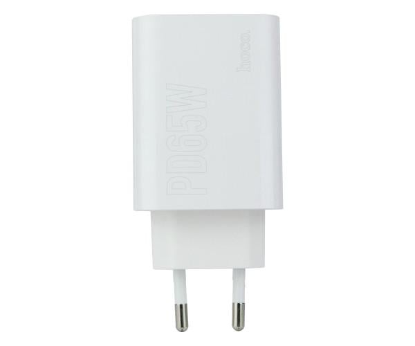 Пристрій зарядний мережевий Hoco DC40 QC3.0 Type-C PD 65W USB cable Type-C to Type-C White