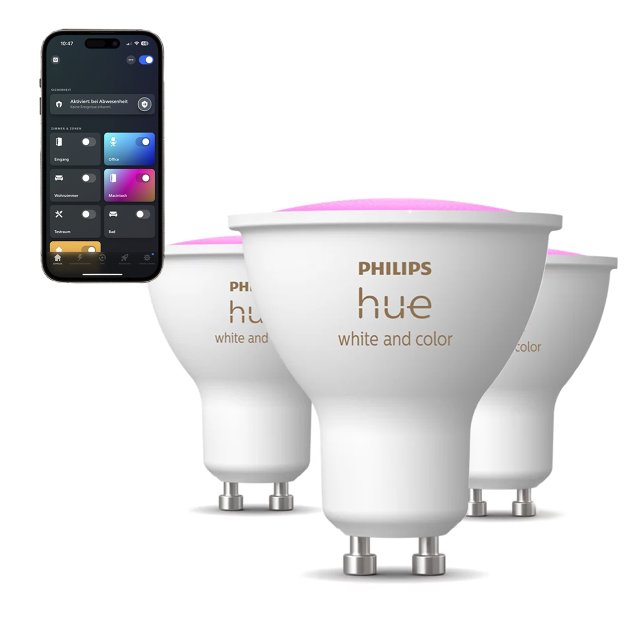 Розумна лампочка LED Philips Hue GU10 White and Color 350 лм 50Вт 5.7W ZigBee Bluetooth Apple HomeKit 3 шт. (2765084935)
