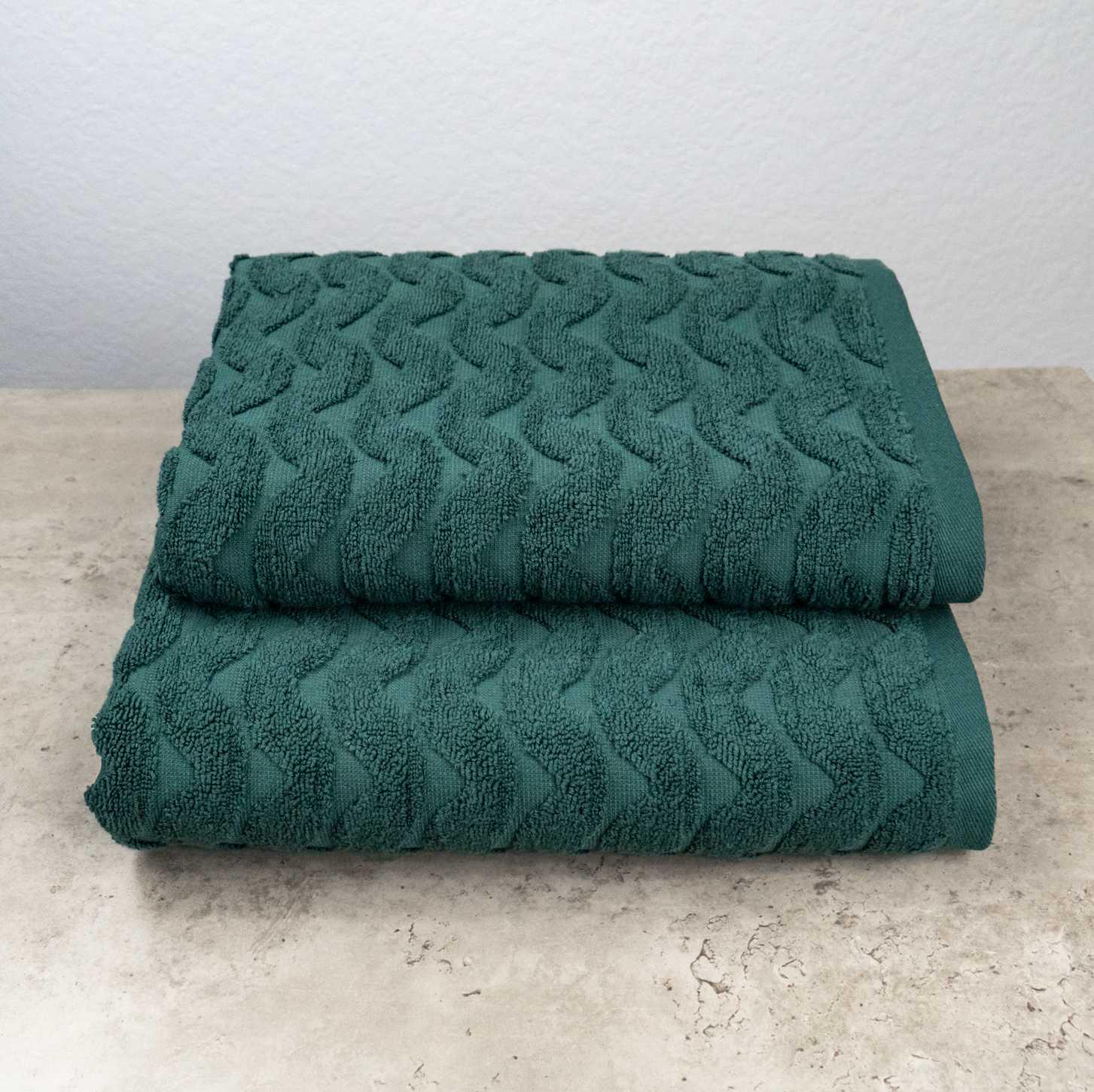 Комплект полотенец GM Textile Волна жаккардовые 2 шт. 50х90 см/70х140 см Зеленый (500-2k-wave-green)