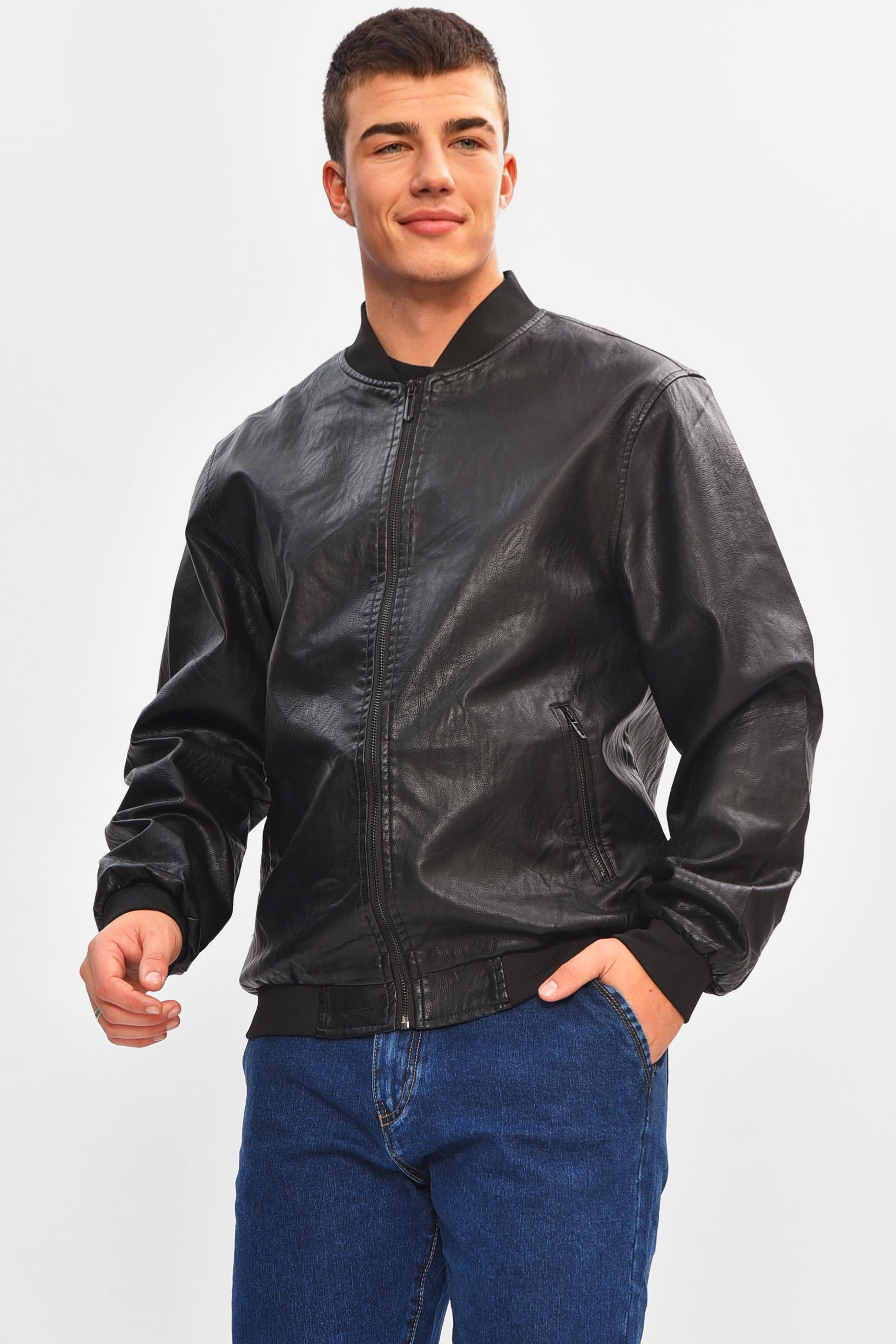 Куртка мужская демисезонная экокожа XL Черный (207070) - фото 2 Куртка мужская демисезонная экокожа XL Черный (207070) - фото 2