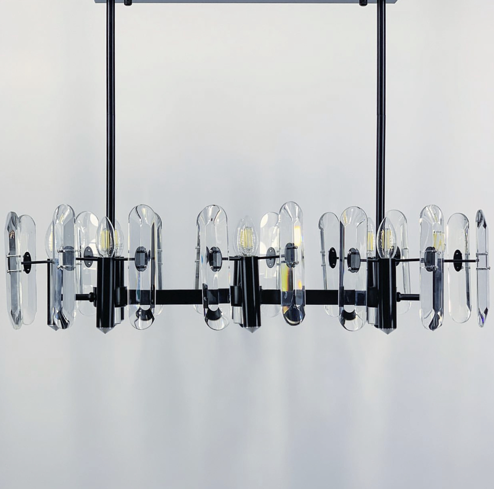 Люстра удлиненного корпуса с удлиненными камешками (MD2008-B L)