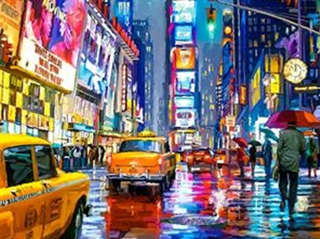Алмазная мозаика Огни большого города Луна Нью-Йорк 5D полна на подрамнике 40х50 см (2104366897)