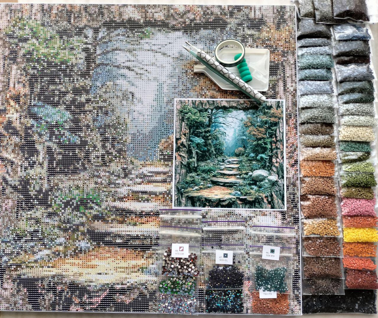 Алмазная мозаика АлМазка Тропинка в лес квадратные алмазы на подрамнике 40x40 см (АлМ-283) - фото 6 Алмазная мозаика АлМазка Тропинка в лес квадратные алмазы на подрамнике 40x40 см (АлМ-283) - фото 6