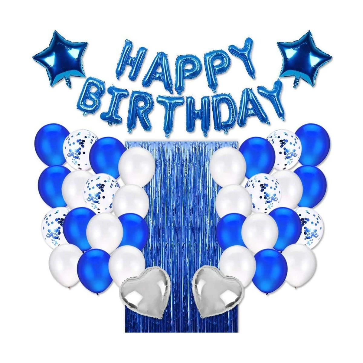 Фотозона набор воздушных шаров Happy Birthday 48 шт. Синий/Белый (2541487864)