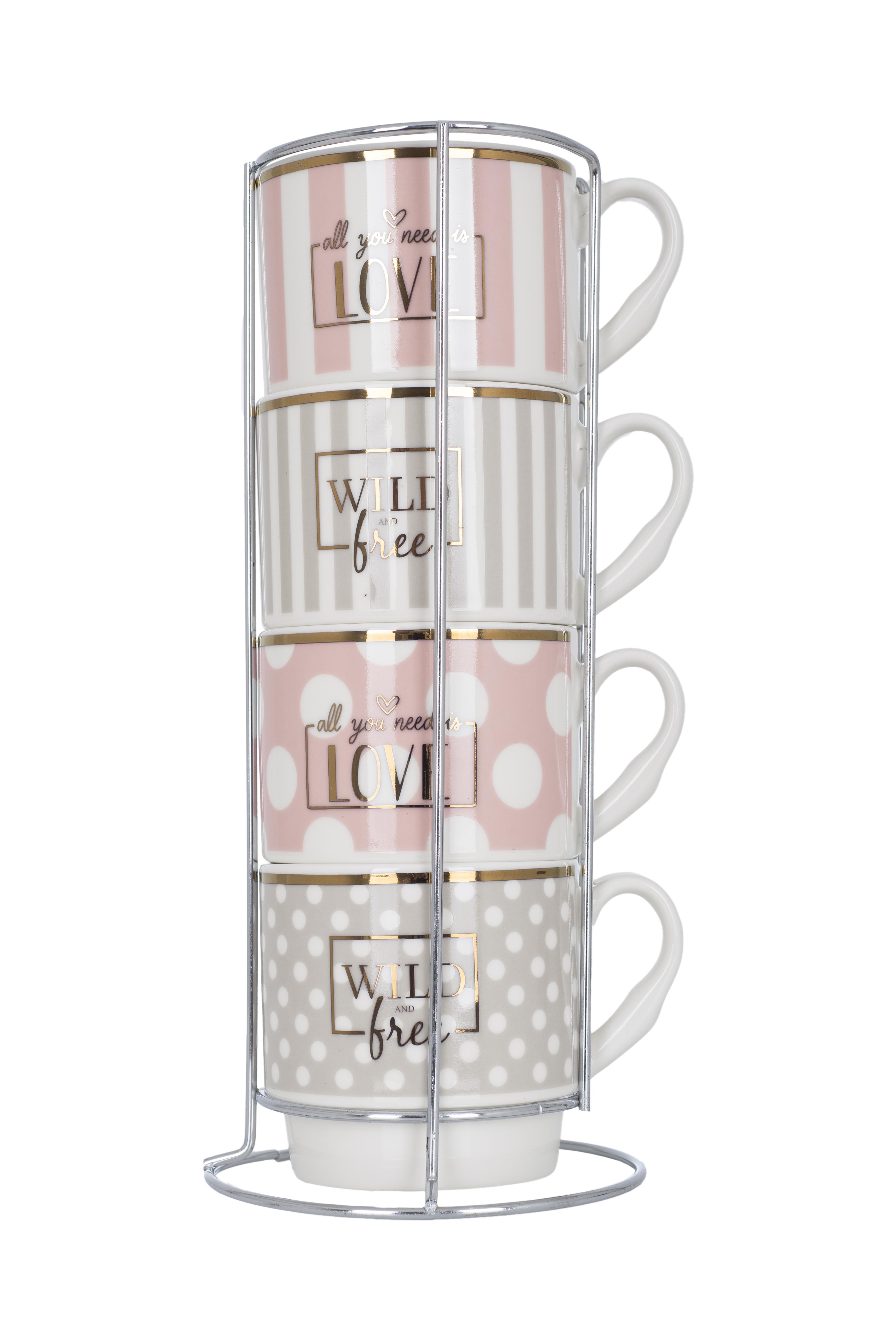 Набор чашек Limited Edition GLAM на металлической подставке 345мл 4 шт. (UG-B248-T2005)