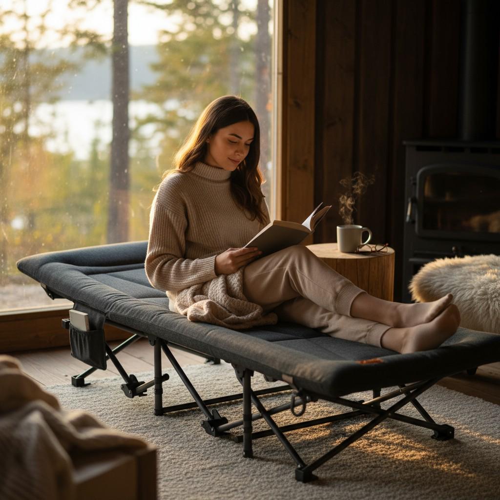 Шезлонг для отдыха с матрасом WCG CC-R11 сумка/матрас 190х68х30 см Черный (CC-R11 (1) - фото 5