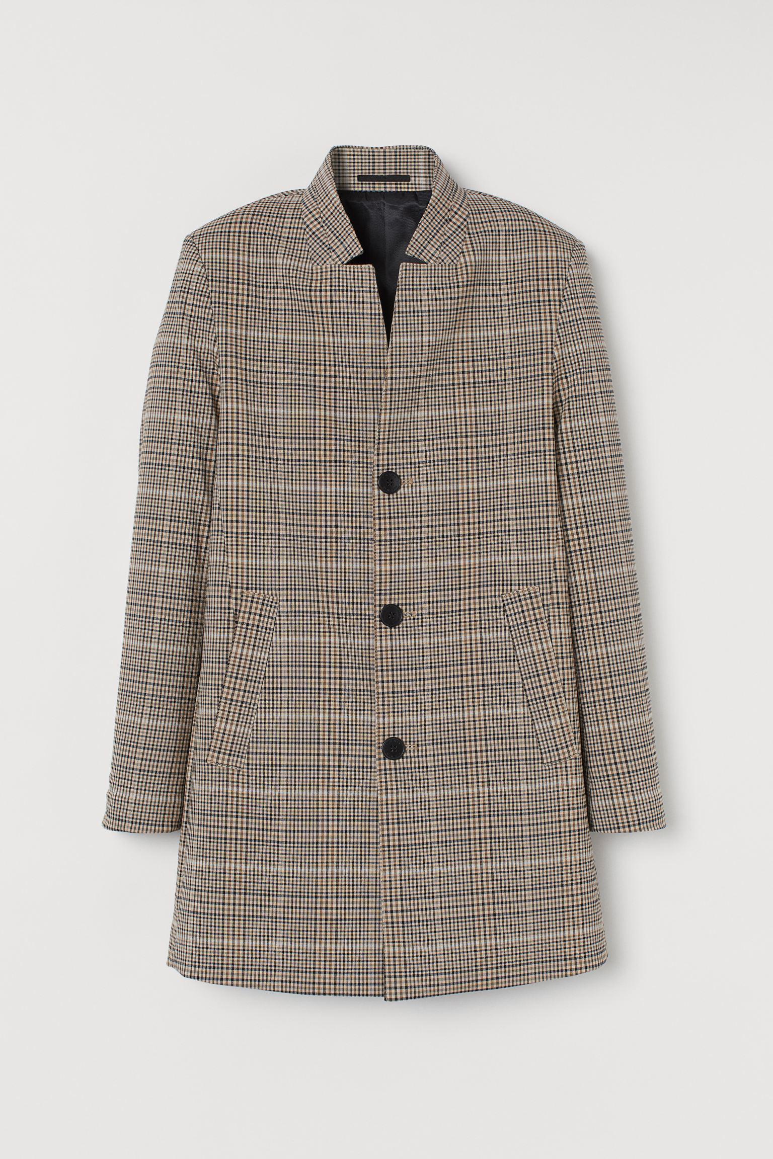 Пальто H&M Клітинка р. 50 Бежево-чорна (S2308820727)