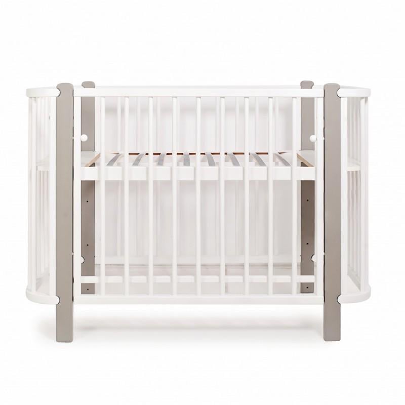 Кроватка детская Twins Luno L100-LU-02 деревянная овальная Белый/Серый (L100-LU-02)