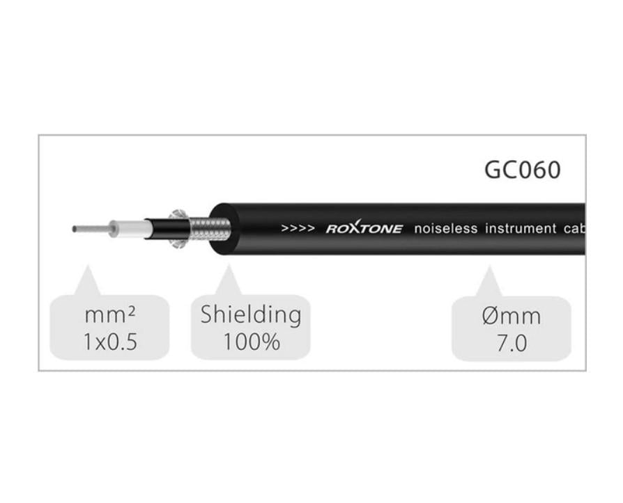 Кабель инструментальный/гитарный/межблочный Roxtone GGJ-J110-L10 Jack 6,3-угловой/Jack 6,3 10 м - фото 2