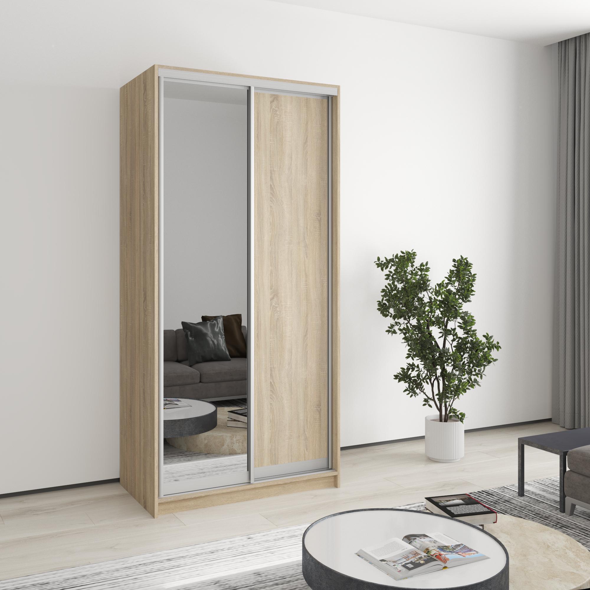 Шкаф-купе двухдверный MebelStar Стандарт AL ДСП/зеркало 100x45x210 см Дуб сонома (MBS-2369)