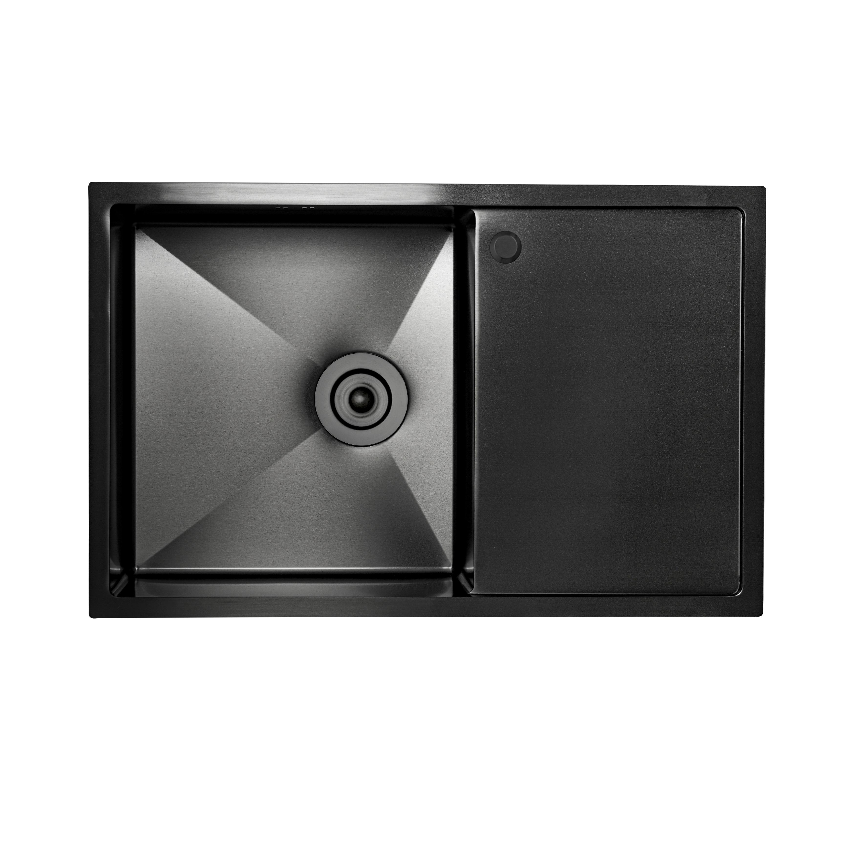 Кухонная мойка Platinum Handmade PVD Н с креплением и отверстием под смеситель 780х500х200 мм Черный (000033670) Кухонная мойка Platinum Handmade PVD Н с креплением и отверстием под смеситель 780х500х200 мм Черный (000033670)