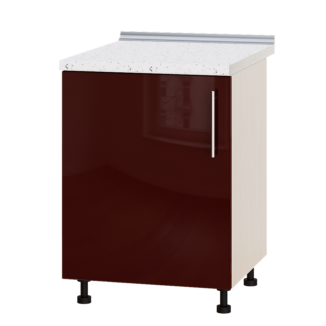 Шкаф нижний Эверест Модерн модуль под мойку Н79-600 60х47х85 см Бордо глянец/Дуб Молочный (05710)