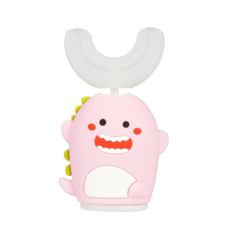 Електрична зубна щітка дитяча ультразвукова типу U силікону Рожевий