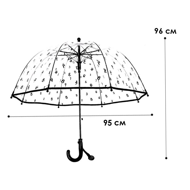 Зонтик детский RST RST046A Цифры с полуавтоматическим принтом Черный/Прозрачный - фото 5
