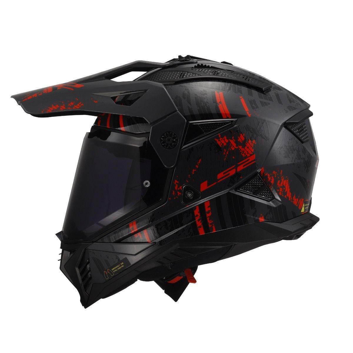 Мотошлем LS2 MX702 Pioneer 2 Crazy XS Matt Black/Red (35810)