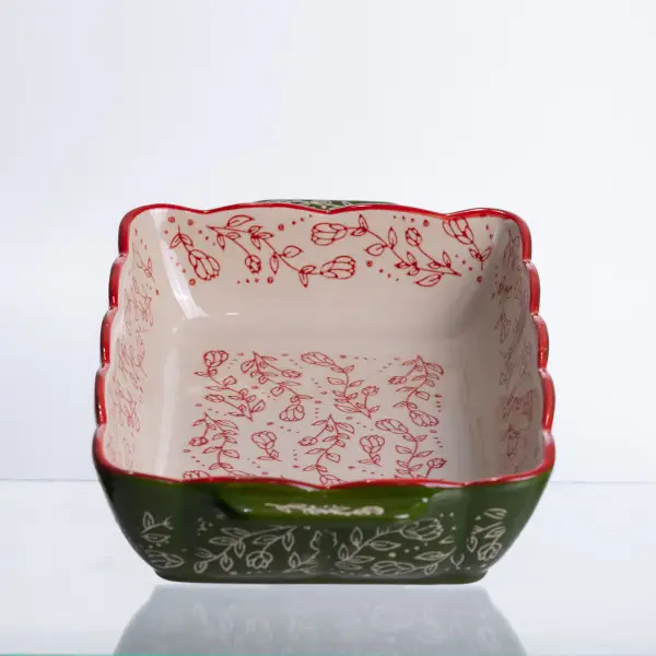 Форма для выпечки Vintage фарфоровая 1,3 л прямоугольная Зеленый (147-107-HM05-10) - фото 2 Форма для выпечки Vintage фарфоровая 1,3 л прямоугольная Зеленый (147-107-HM05-10) - фото 2