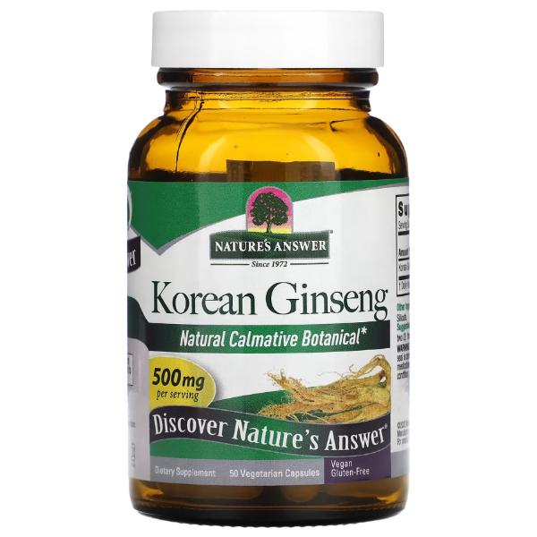 Комплекс для профилактики нервной системы Nature's Answer Korean Ginseng 500 мг 50 вег. капс. (000022188)