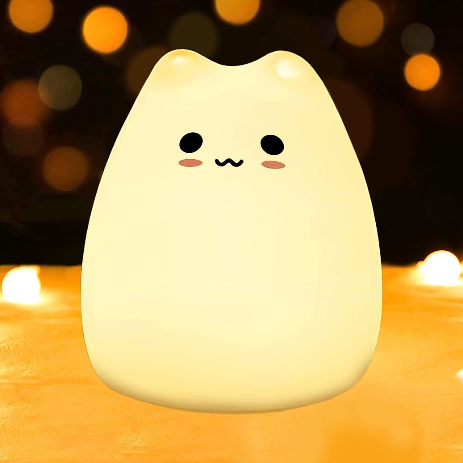 Ночник детский Котик на батарейках Little Cat Silicone Led Silicone Белый (1896467715) - фото 4