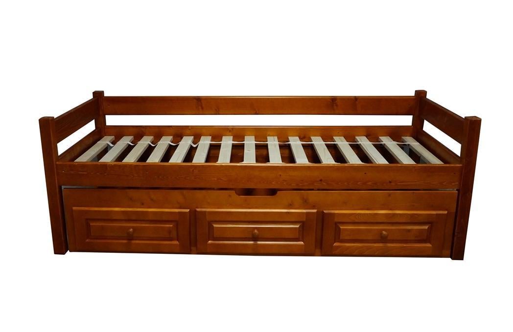 Кровать-тахта односпальная деревянная Скіф Л-136-А с ящиками и дополнительной выездной кроватью 90х200/90х190 см Кальвадос (26844790)