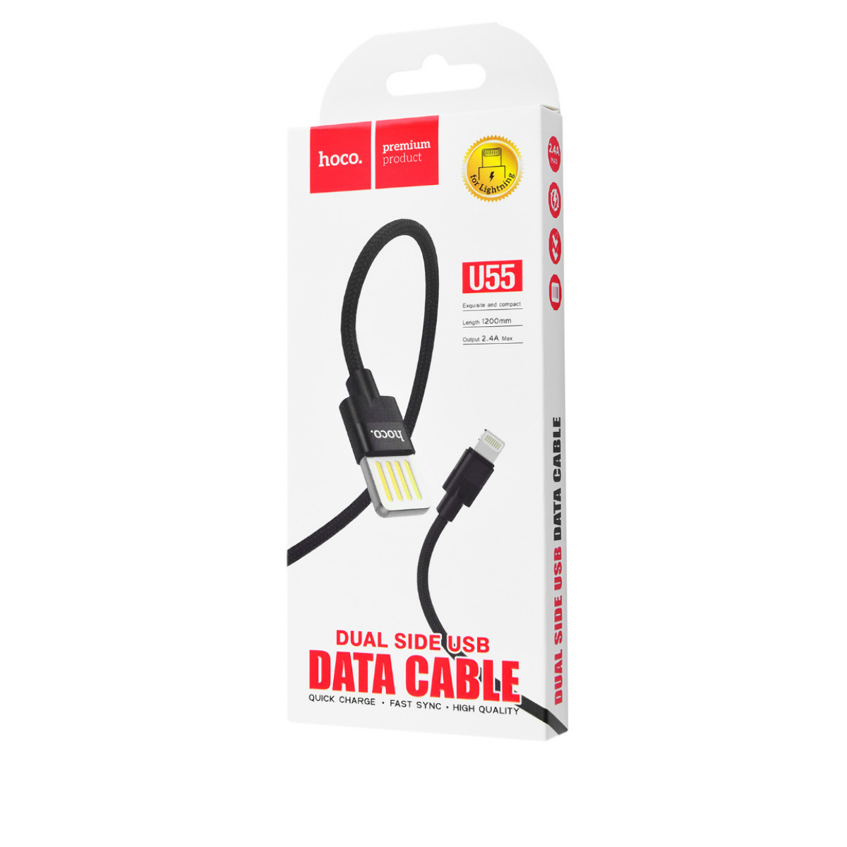 Кабель Hoco U55 Outstanding charging data cable for Lightning Black - фото 2