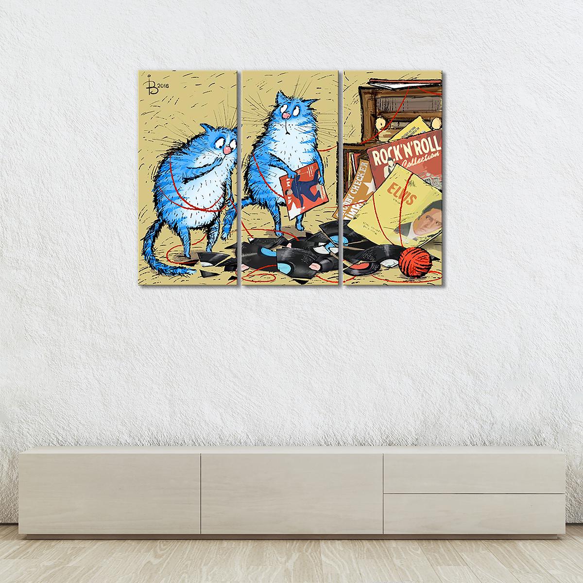 Модульная картина Нашкодничали 3 модуля 60x90 см