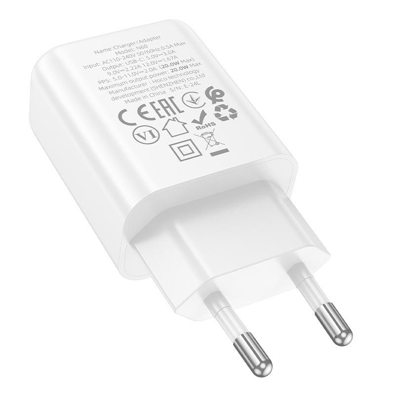 Зарядное устройство для телефонов Hoco N60 Gentle USB Type-C White (bf6a193d) - фото 3