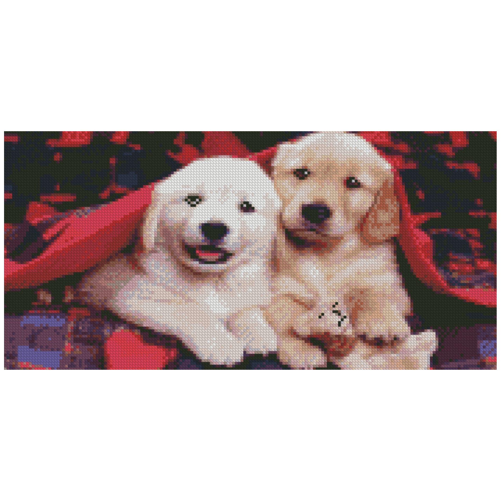 Алмазная мозаика Strateg Пара щенков 50х25 см (Str-BA-0010)