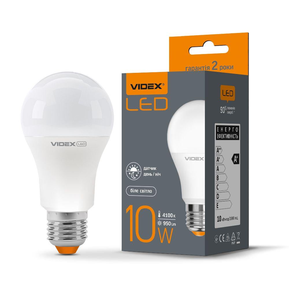 Лампа LED Videx A60e 10W E27 4100K с сенсором освещенности