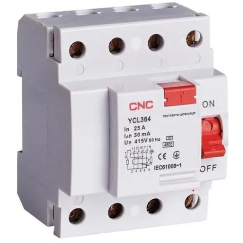 Реле дифференциальное CNC УЗО YCL364-63 4,5kA 4P 63A 30mA (Б00029959) Реле дифференциальное CNC УЗО YCL364-63 4,5kA 4P 63A 30mA (Б00029959)