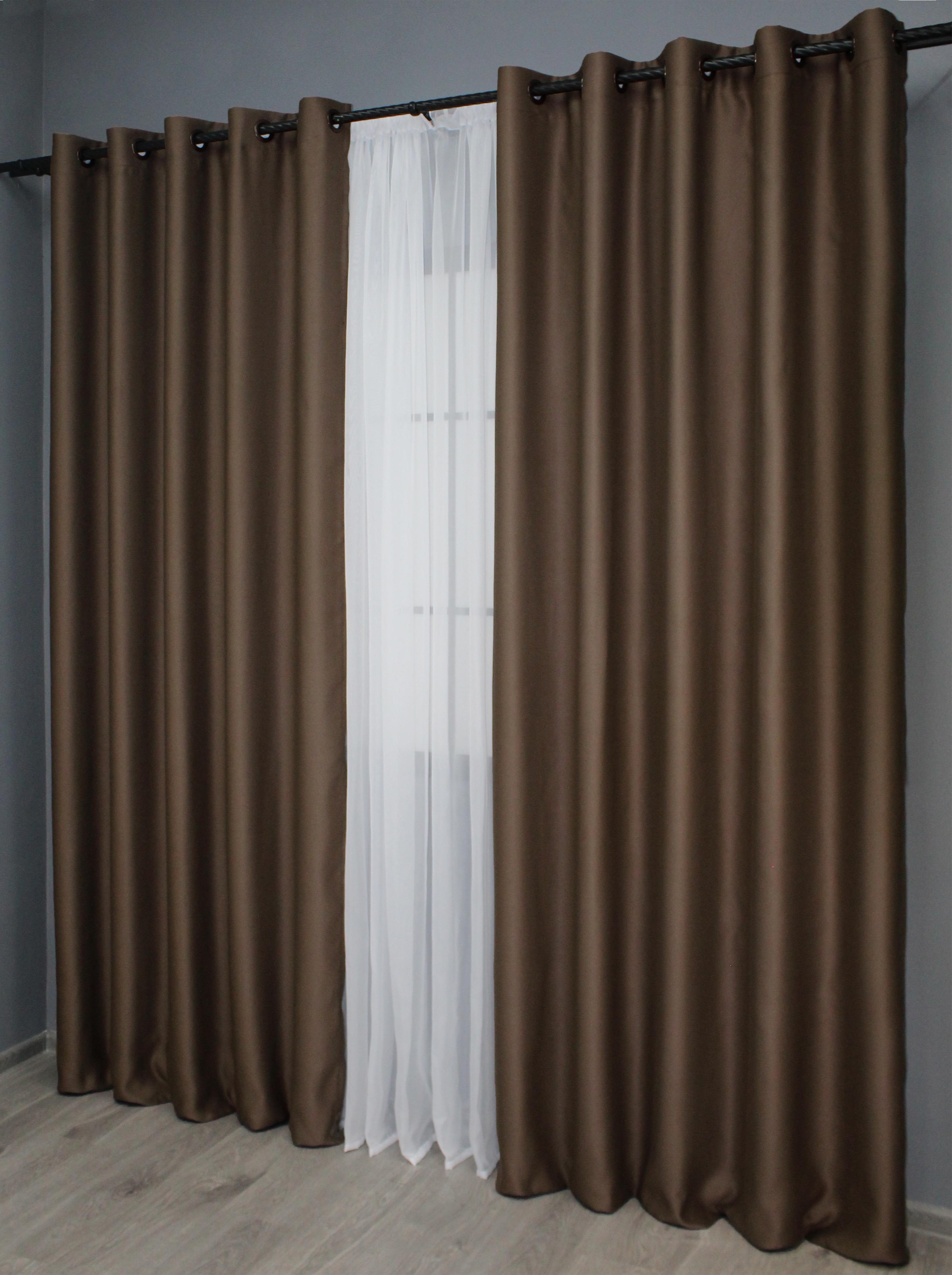 Комплект штор на люверсах VR-Textil Блэкаут Bagema Rvs № 1238ш 150х250 см 2 шт. Шоколадный (37-0024) - фото 4 Комплект штор на люверсах VR-Textil Блэкаут Bagema Rvs № 1238ш 150х250 см 2 шт. Шоколадный (37-0024) - фото 4