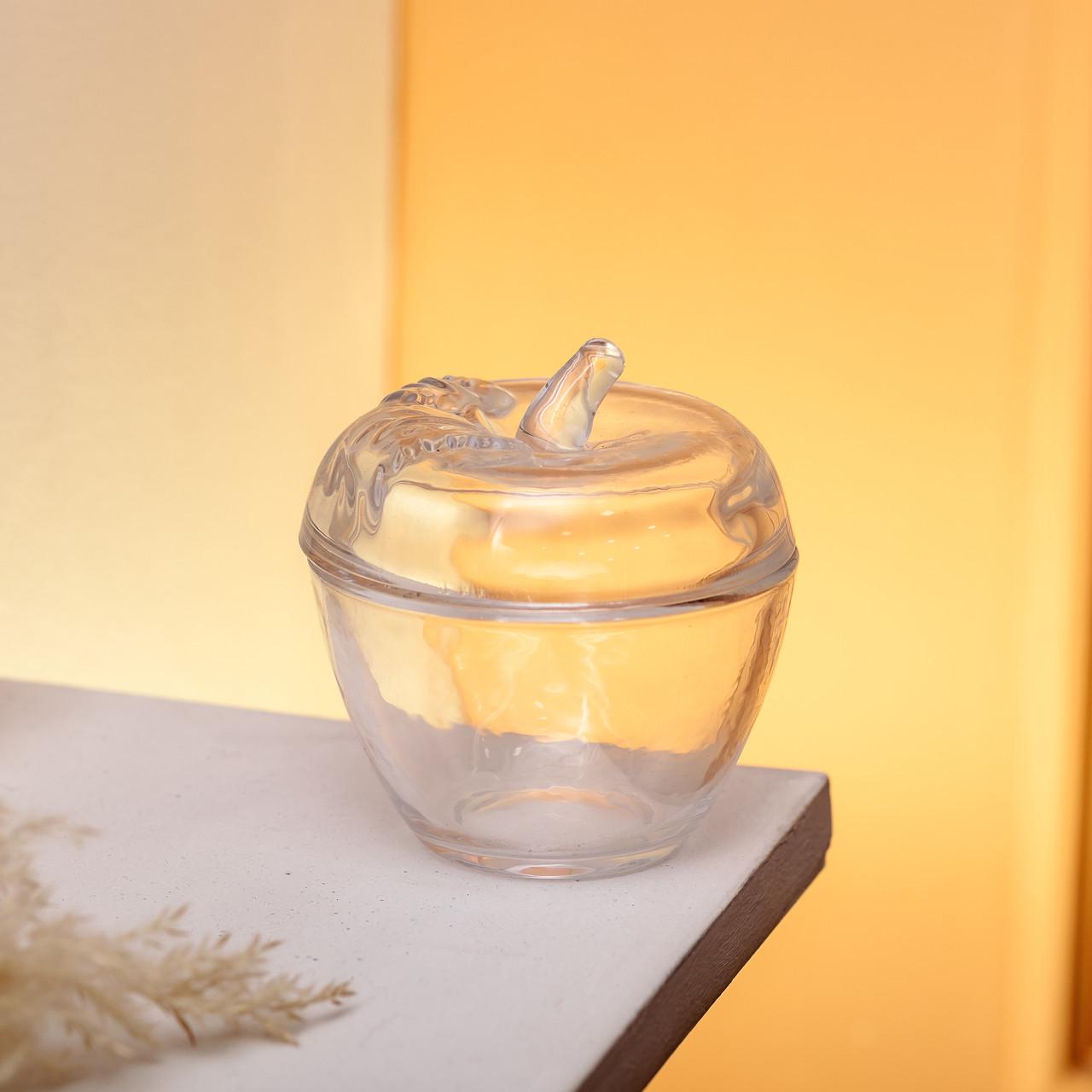 Конфетница с крышкой круглая стеклянная в форме яблока HP-4-101 Ø 9,5 см (A-034119) - фото 4 Конфетница с крышкой круглая стеклянная в форме яблока HP-4-101 Ø 9,5 см (A-034119) - фото 4