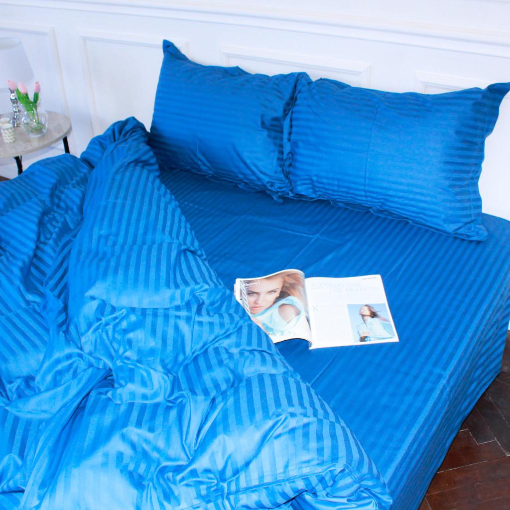Комплект постельного белья MirSon 30-0019 satin-stripe семейный 160х220 см Blue (215750)