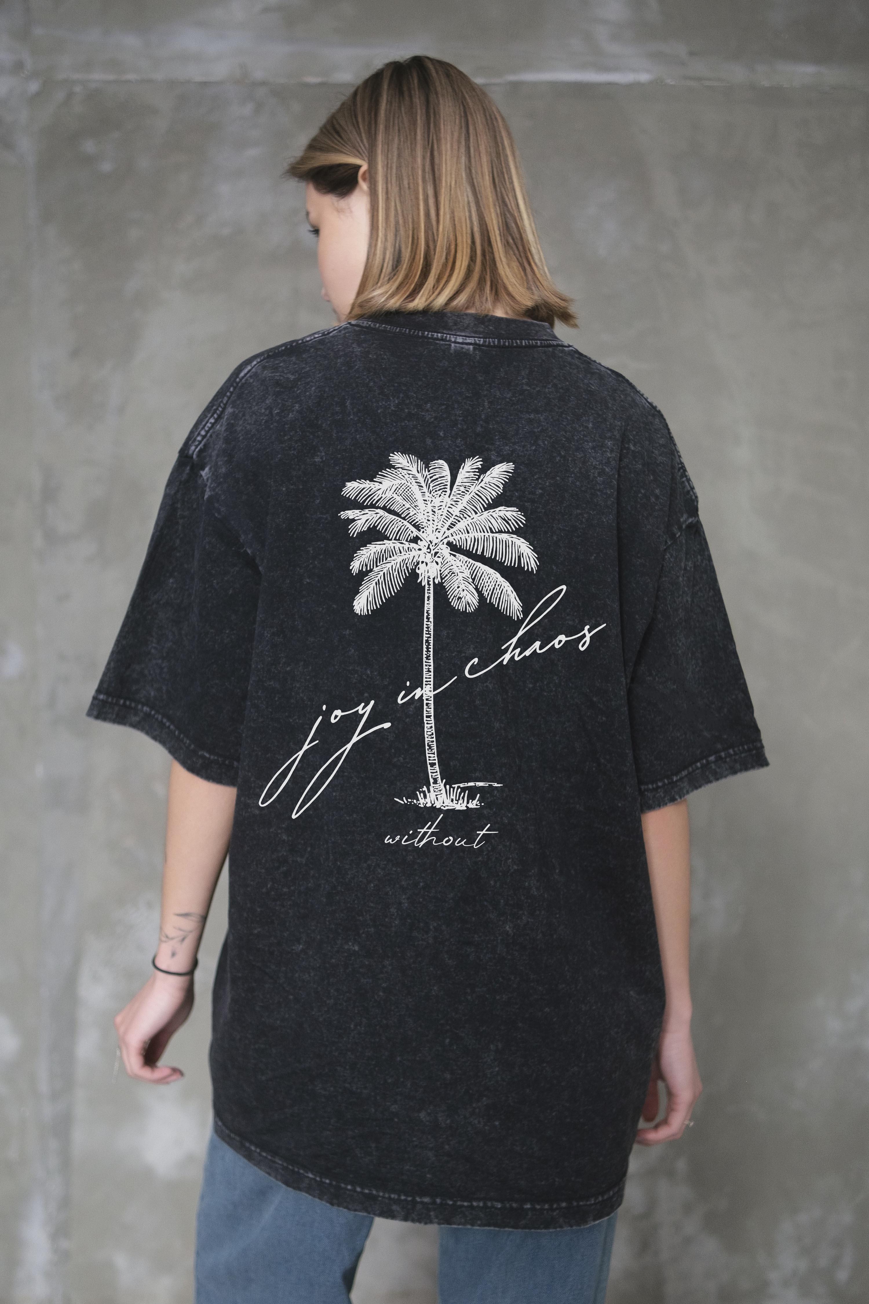 Футболка оверсайз Without Washed Joy Palma L/XL Black (L/XL8056344 8056345) - фото 5