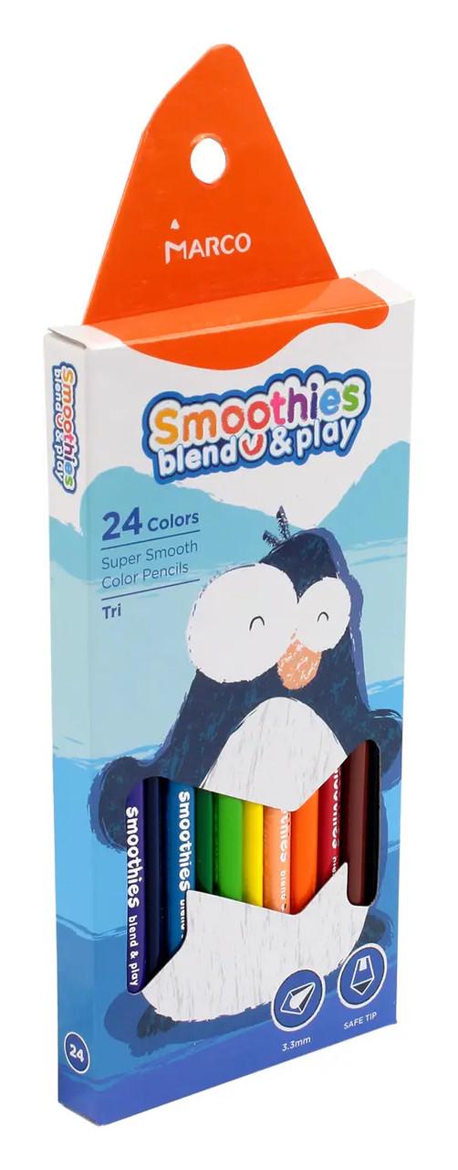 Карандаши цветные треугольные Smoothies 24 цвета