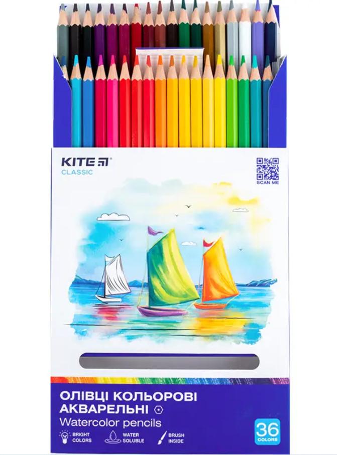 Олівці кольорові акварельні KITE Classic 36 кольорів - фото 2