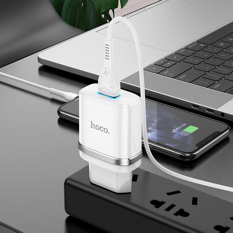 Устройство зарядное СЗУ Hoco N1 12pc 1 USB/2,4 A USB Lightning Белый - фото 4