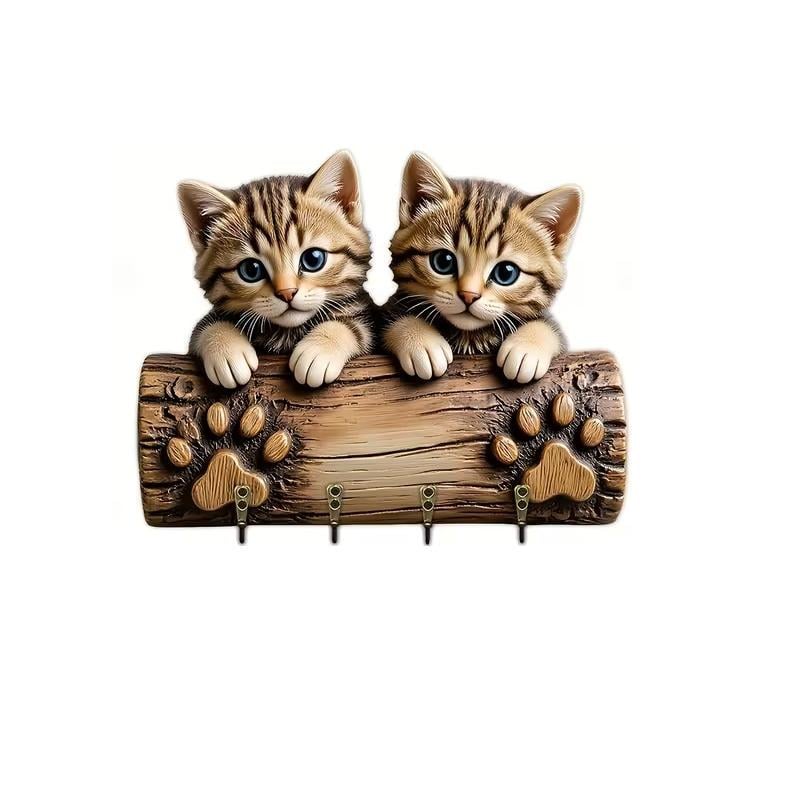 Ключница 2D Котята с 4 крючками 23х30 см Разноцветный (3000004211)