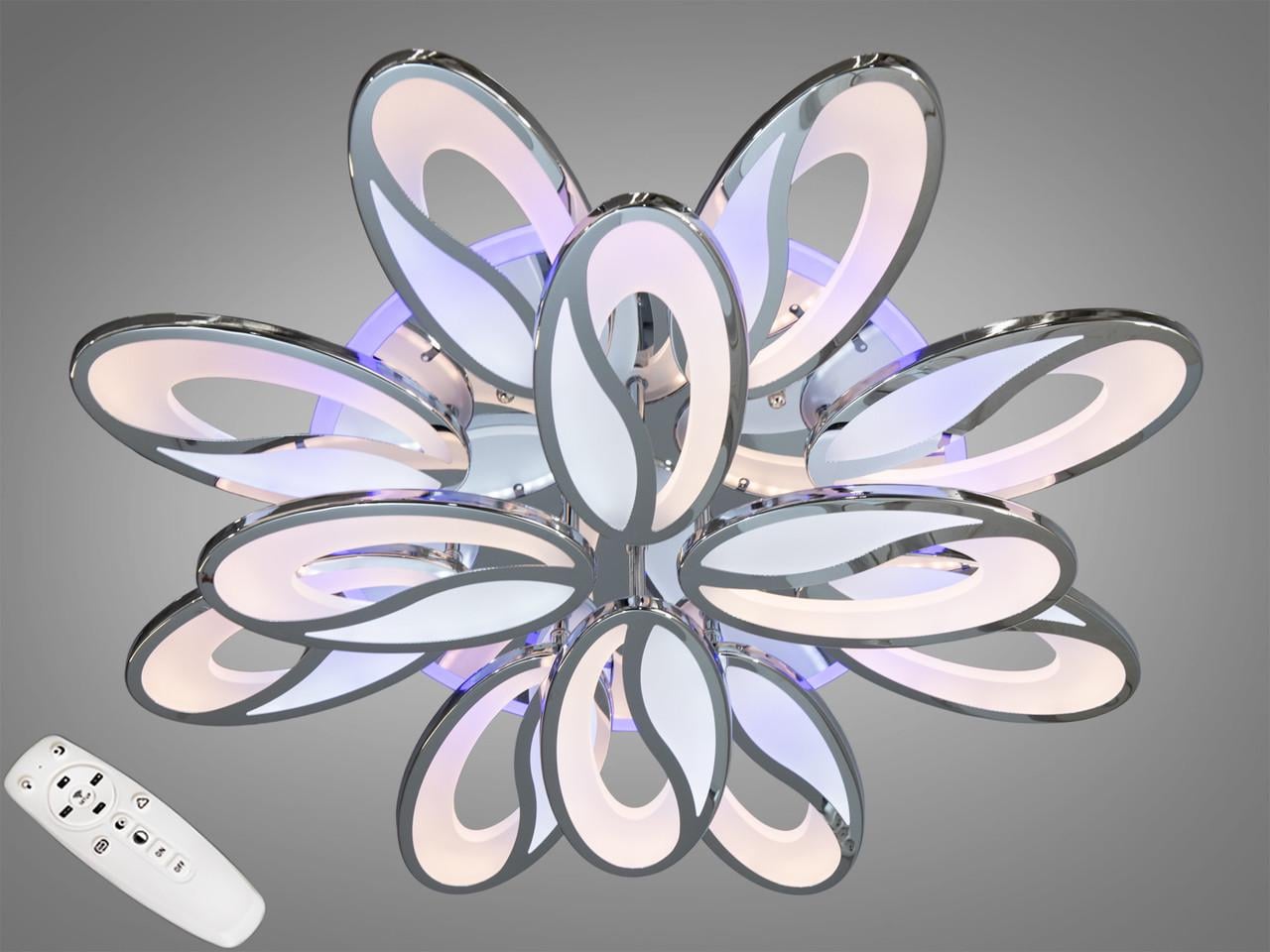 Люстра потолочная EcoLed с диммером и LED подсветкой 200W 8090/8+4G 3col dim Золотой/Хром Люстра потолочная EcoLed с диммером и LED подсветкой 200W 8090/8+4G 3col dim Золотой/Хром