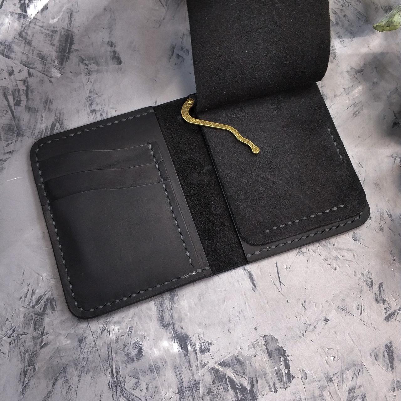 Кошелек ручной работы Stedley leather с зажимом натуральная кожа Черный (2473928917)