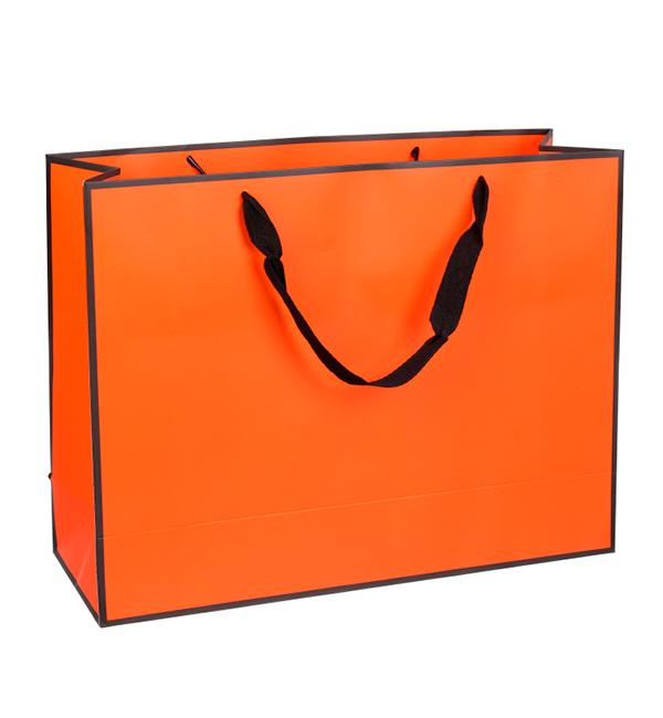 Подарочный пакет 40х12,5х30 см ламинированный картон Orange/Black (10565)
