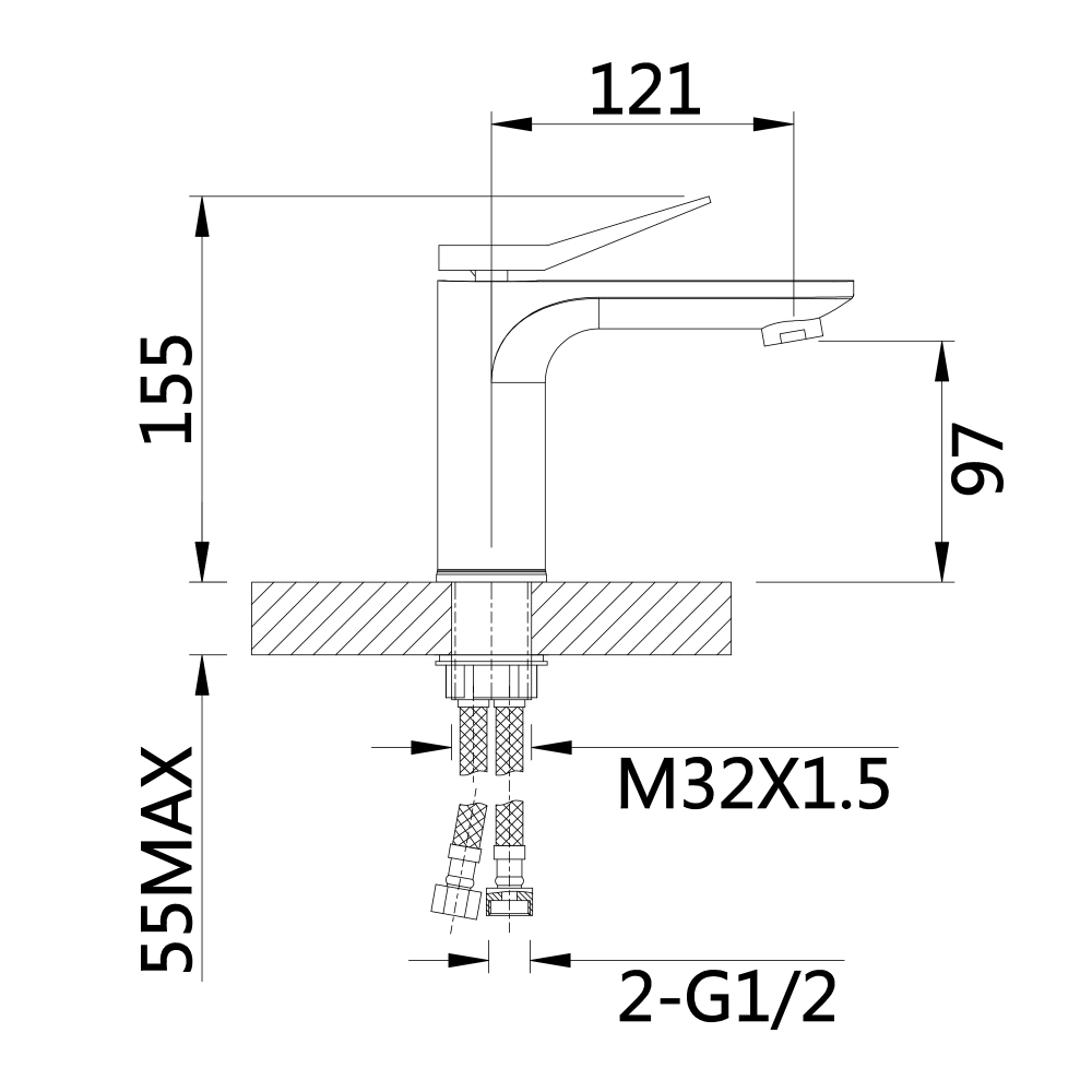 Смеситель для раковины Qtap Presto QTPRE270GRP45581 Graphite (SD00051705) - фото 2