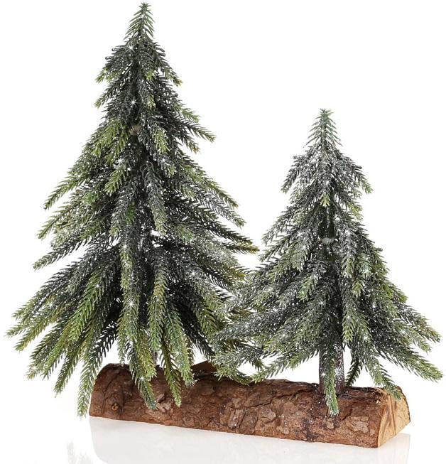 Набір ялинок декоративних 2 шт. на дерев'яній підставці 12х25х28 см Набір ялинок декоративних 2 шт. на дерев'яній підставці 12х25х28 см