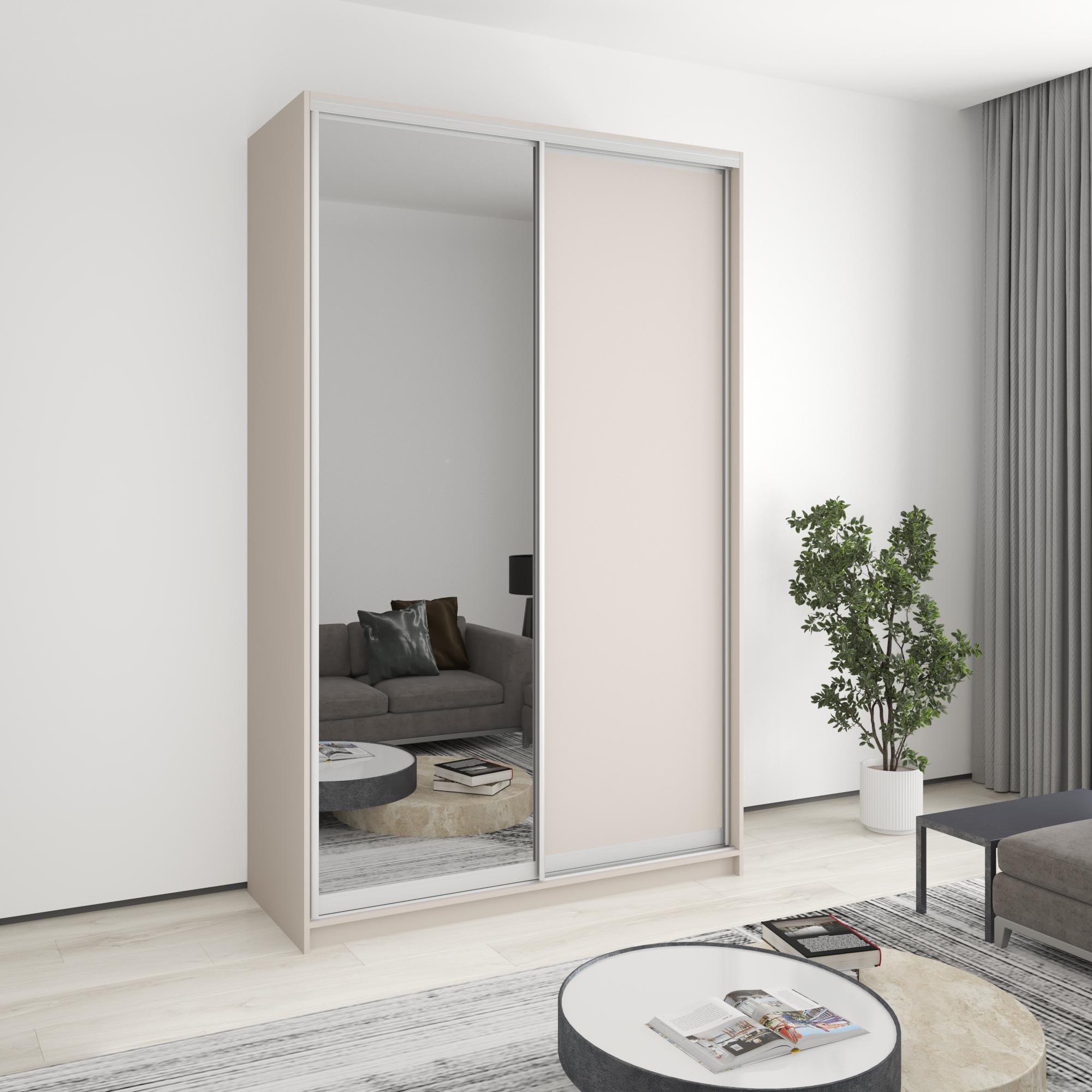 Шкаф-купе двухдверный MebelStar стандарт AL ДСП/зеркало 150x45x240 см Кашемир (MBS-3695)