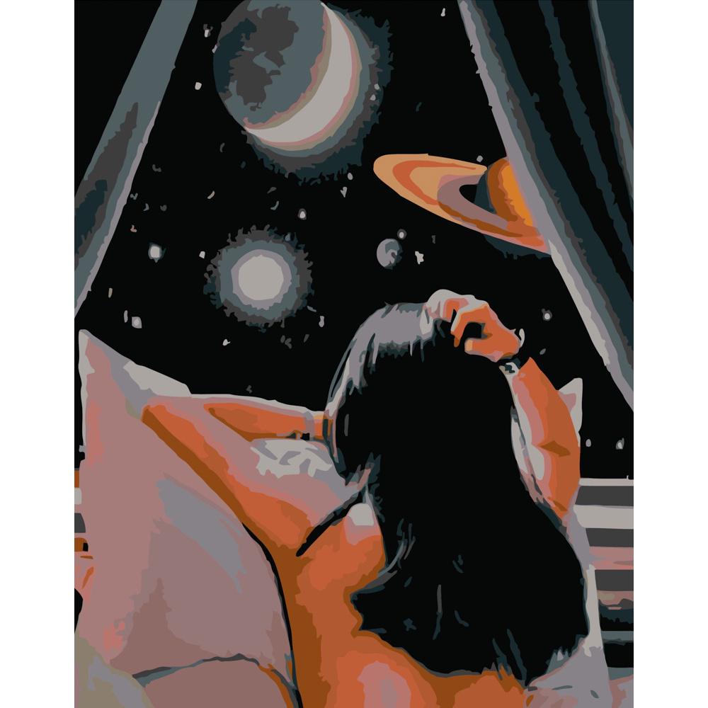 Картина за номерами Strateg Преміум Погляд в космос 40х50 см (DY264)