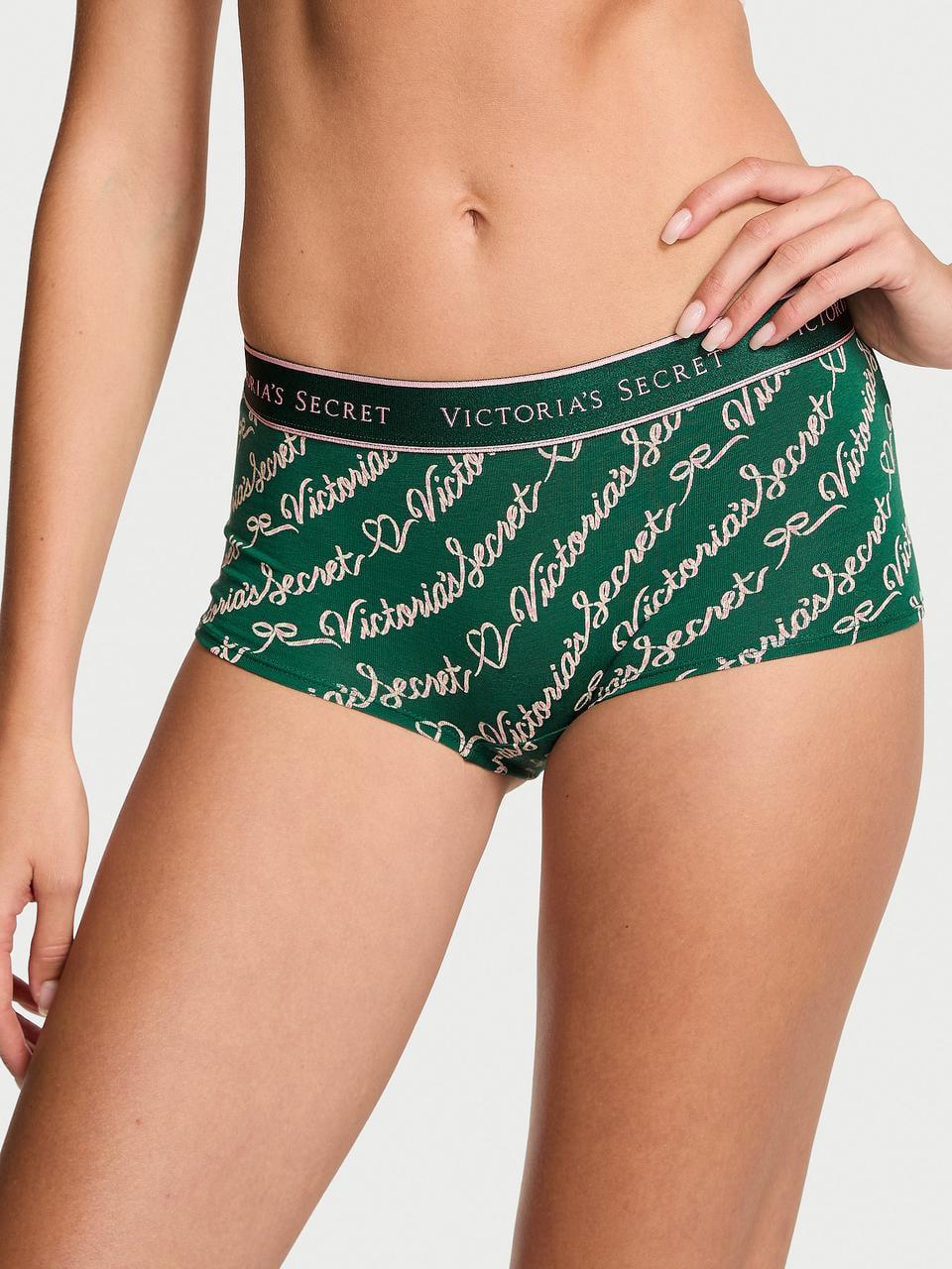 Трусики женские Victoria's Secret Logo Cotton Boyshort XS Зеленый (2561288731)