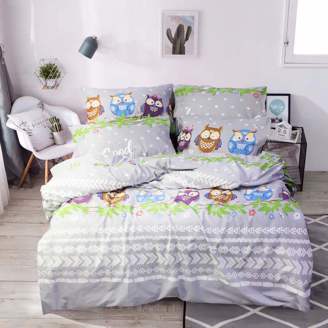 Комплект постельного белья двуспальный Еней-плюс Т0760 Серый/Голубой/Коричневый