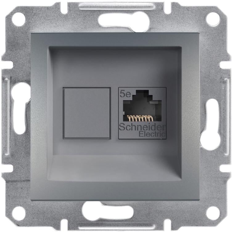 Розетка компьютерная Schneider Electric Asfora RJ45 UTP 5E ABS Сталь (EPH4300162)